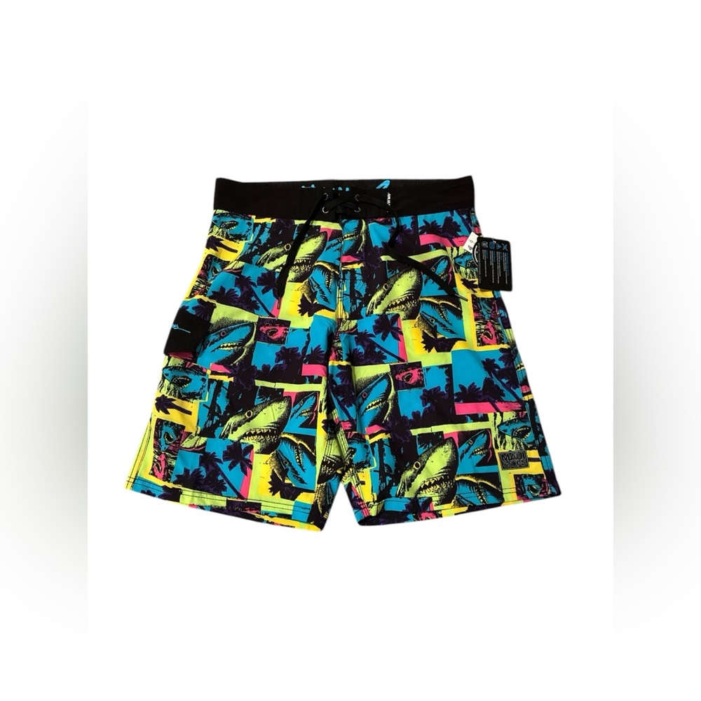 Men’s Maui and Sons Vibrant Tropical Print Board Shorts. 32 Waist.